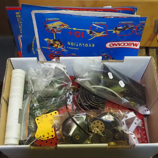 box of Meccano pieces