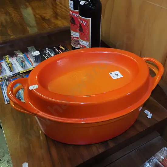 cast iron and enamel lidded casserole 