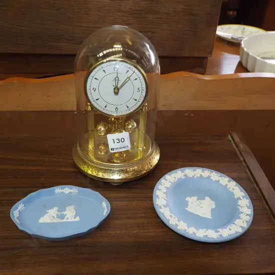 small anniversary clock, 2x jasperware dishes