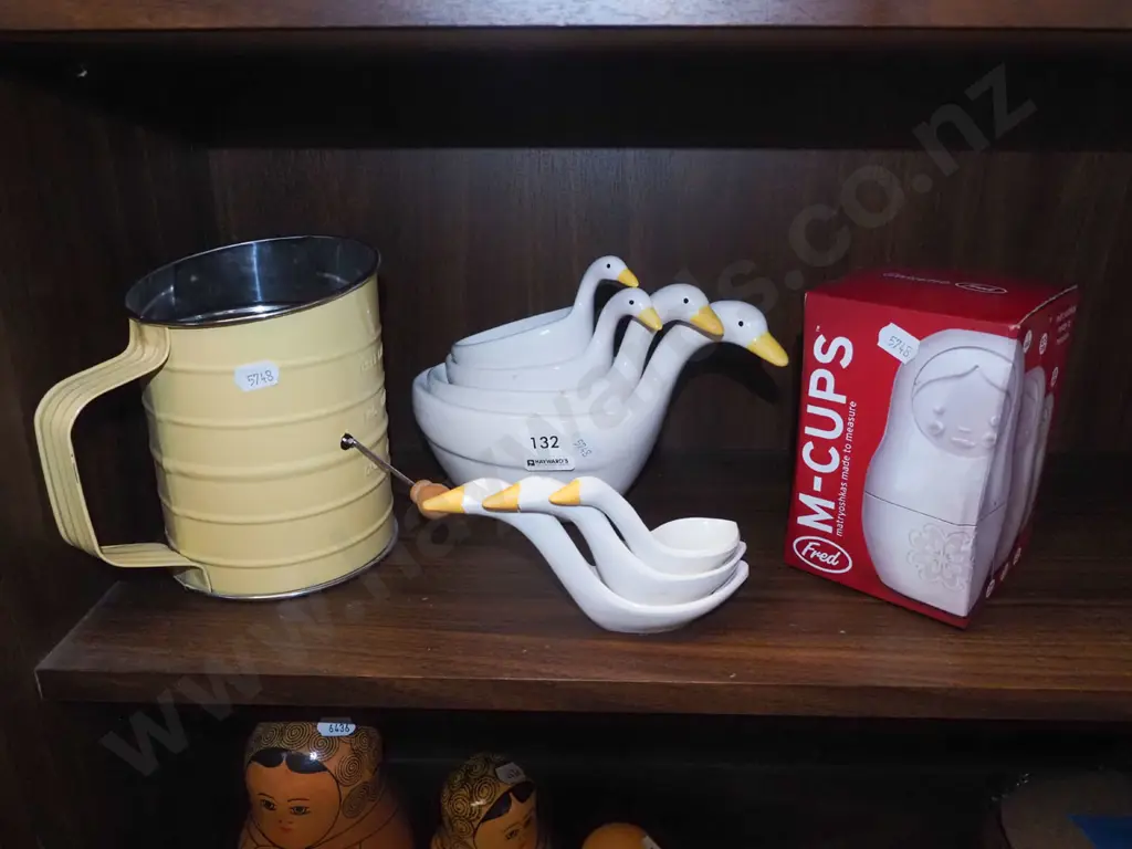 flour, goose themed measuring cup, spoons etc Image 1++