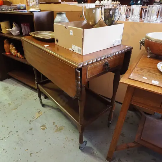 mahogany dropside tea trolley H720 W745 D470