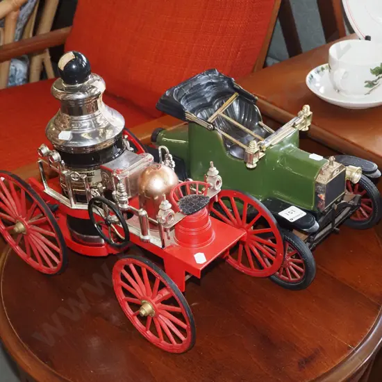 2x vintage vehicle Jim Bem decanters - some damage - no contents