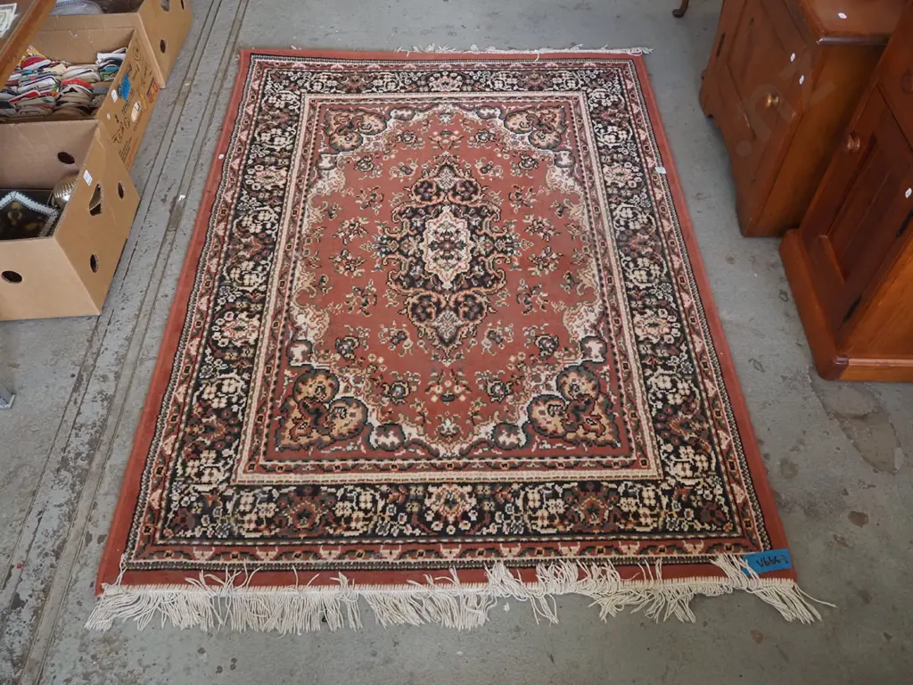 small acrylic floor mat - pinks, blacks, cream L1650 W1210 Image 1++