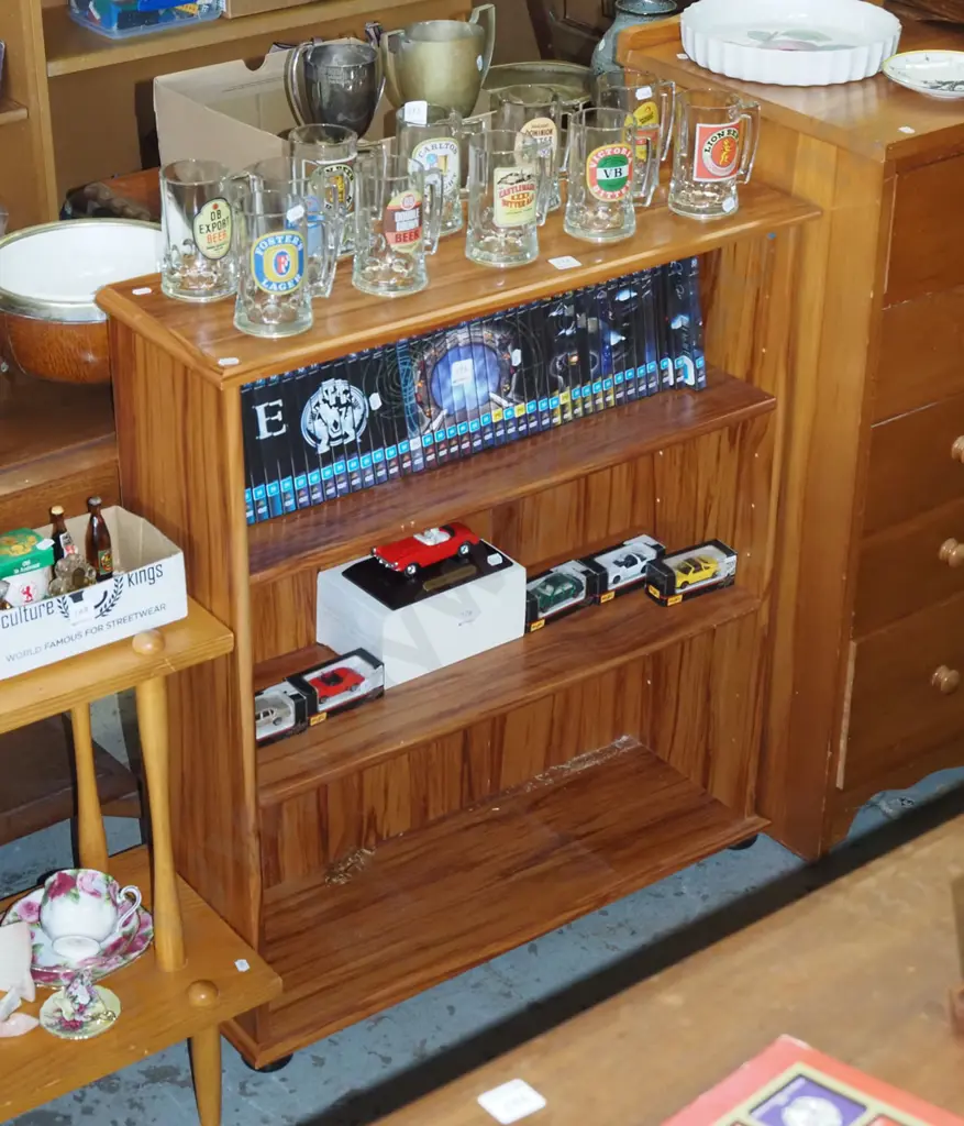 mdf faux wood veneer bookcase H830 W730 D240 Image 1++