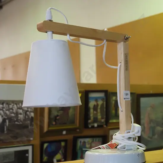 wooden framed anglepoise lamp