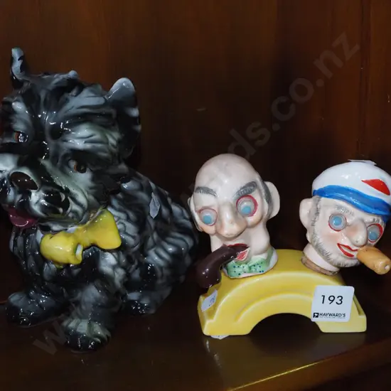 dog vase, novelty bottle stoppers on stand