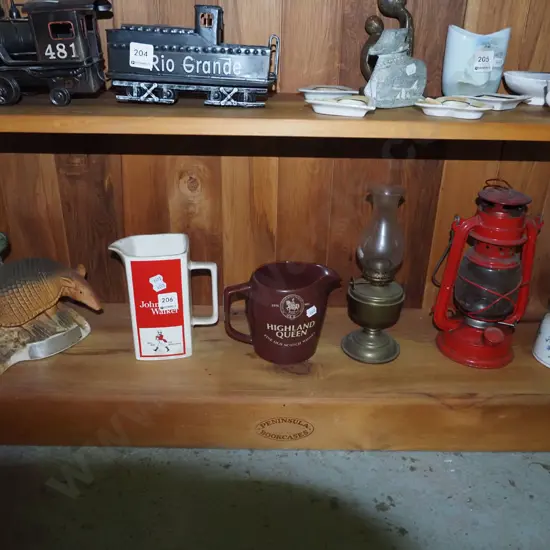 Jim Beam armadillo decanter - empty, whisky jugs, kerosene lanterns etc