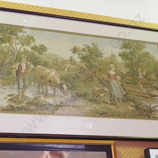 framed tapestry - country scene