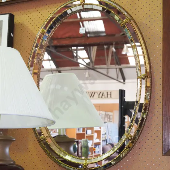 ornate mirrored mosaic framed oval wall mirror H785