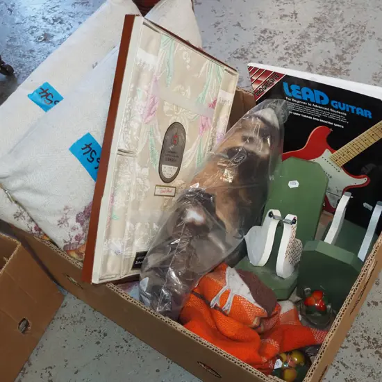 box; cushions, Irish linen, gift set etc