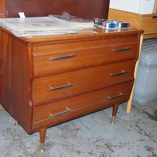 mid century 3 drawer solid wood lowboy H700 W840 D420