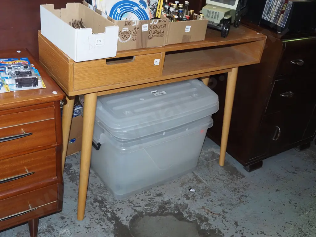 mdf faux wood veneer contemporary hall table H780 W1000 D300 Image 1++