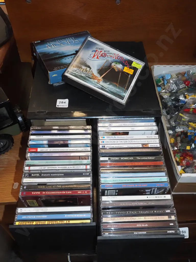2 drawer CD container and CDs Image 1++