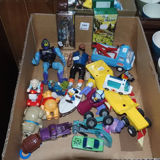 box of children's toys, Hohner harmonica