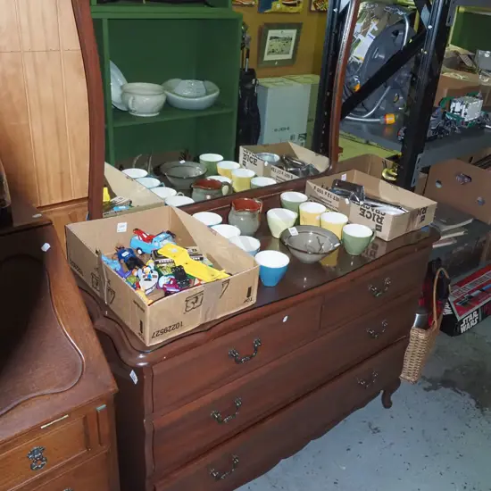 mahogany cab leg 4 drawer mirror back dresser H1600 W100 D430