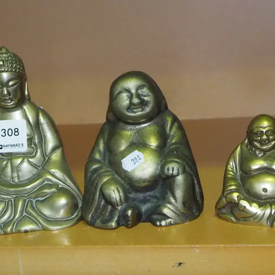 3x brass buddhas H1400