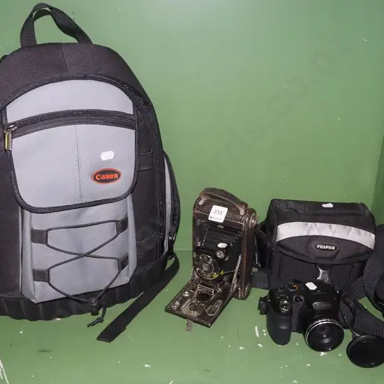 Canon camera bag, concertina camera, Fuji digital camera