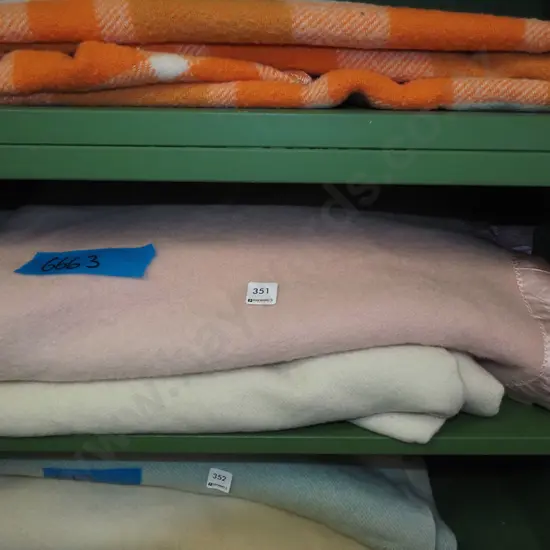 pink and white checked woollen blanket