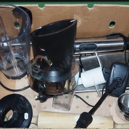box; stick blender and accessories etc