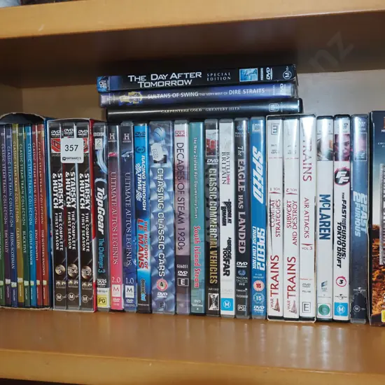 shelf of DVDs