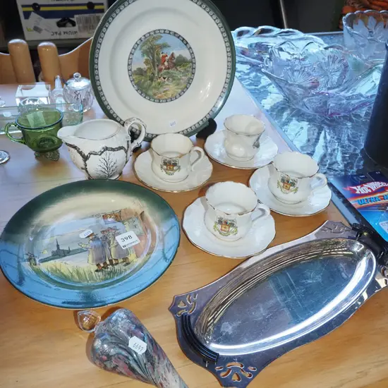 Royal Doulton plates, plated ware, jug etc
