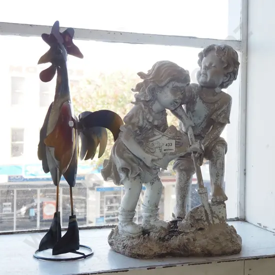 garden ornaments, metal chicken, gardening children Chicken H480