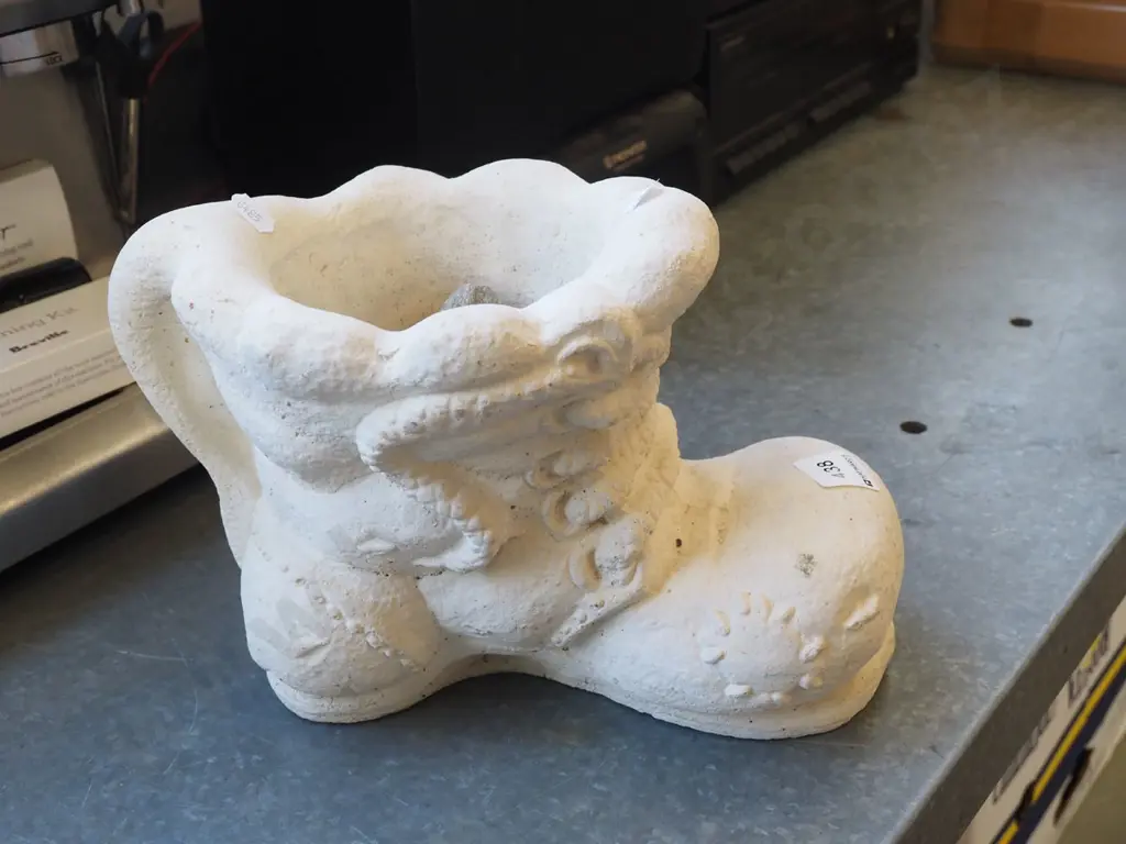 cast concrete garden ornament - old boot Image 1++