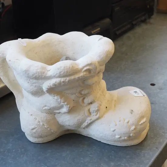 cast concrete garden ornament - old boot