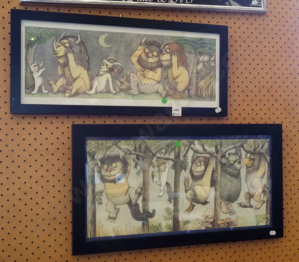 2x framed Where the Wild Things Are prints - green dots Image 1++