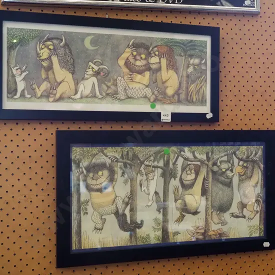 2x framed Where the Wild Things Are prints - green dots