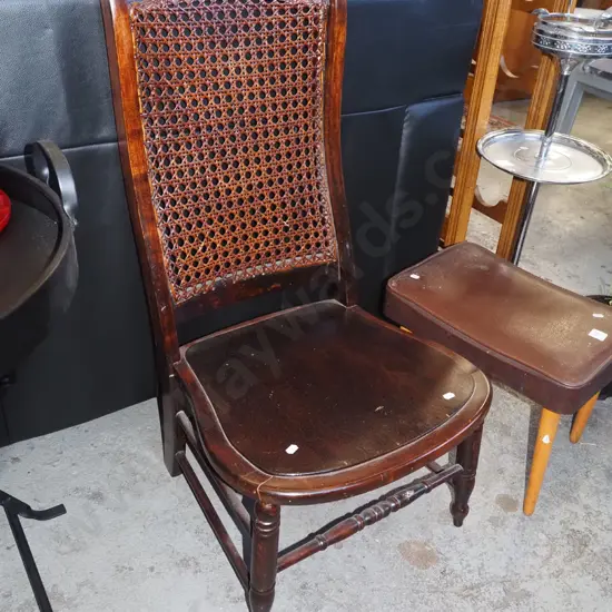 mahogany and rattan back nursing chair