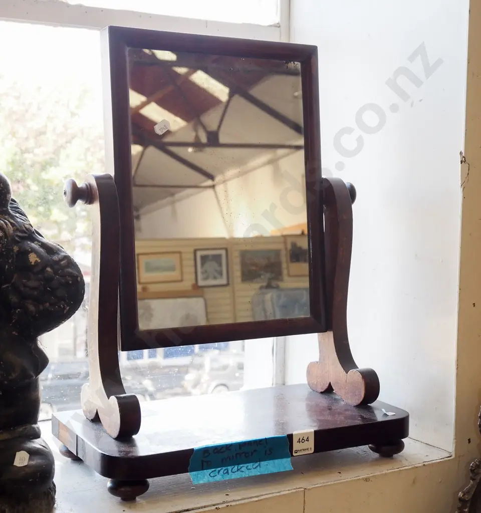 antique mahogany dressing cheval mirror - back panel is cracked H450  Image 1++