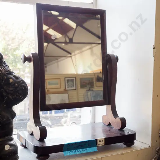 antique mahogany dressing cheval mirror - back panel is cracked H450 