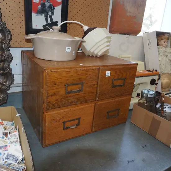 oak 4 drawer index card filing cabinet H370 W500 D420