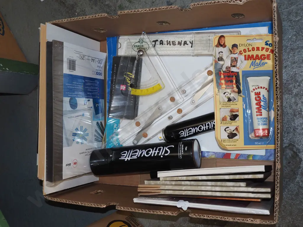 box; sketch books, hair spray, drafting tools etc Image 1++