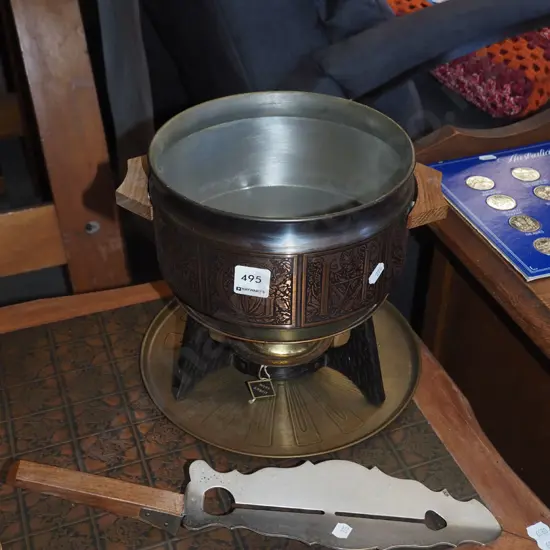 retro fondue pot, white spirit heater