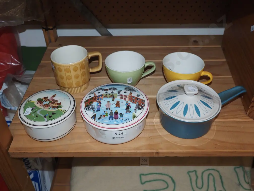 Villeroy & Boch lidded canisters, Crown Lynn cups etc Image 1++