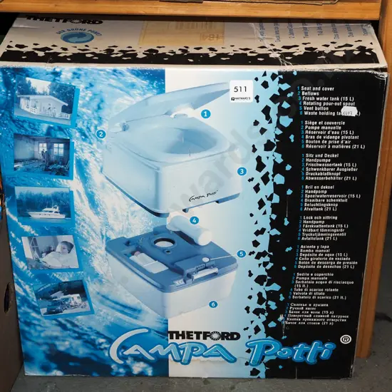 as new cassette toilet in faded box