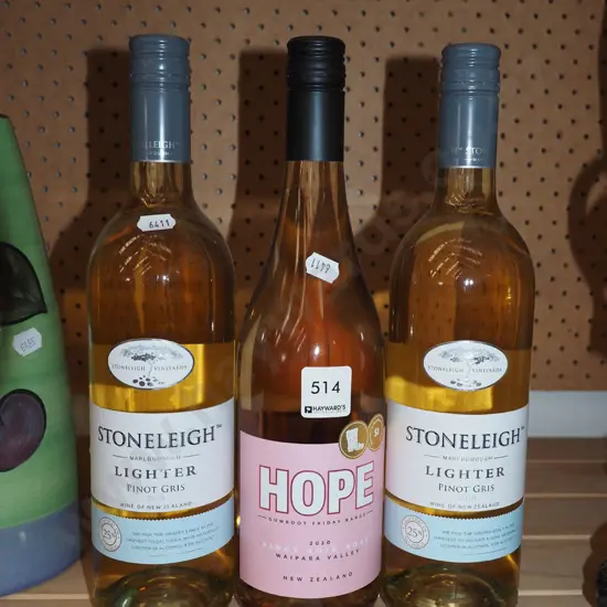 2x Stoneligh Lighter pinot gris 2019, 1x 2020 Hope pinot noir rose