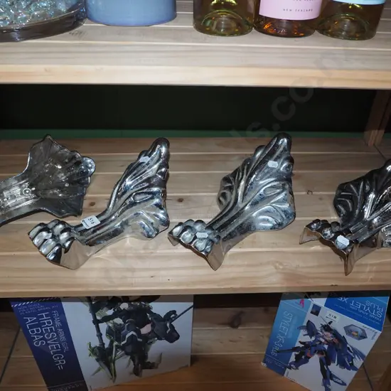 4x chrome lions claw bath feet