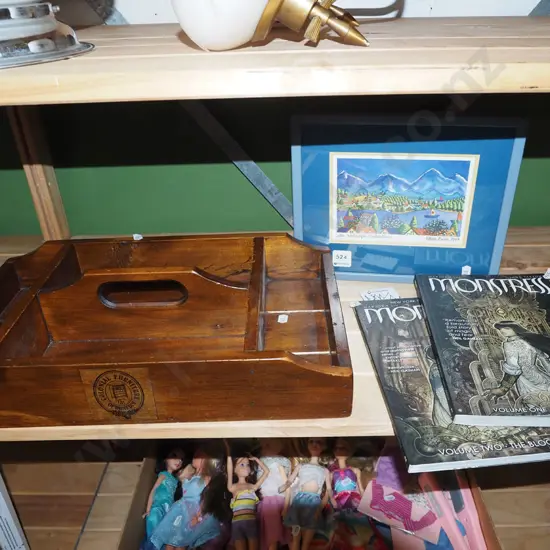 wooden cutlery tray, Ellen Bush Queenstown print, graphic novel