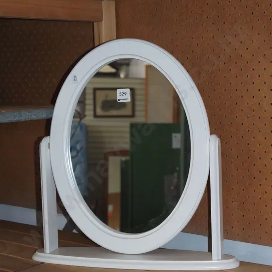 white painted wooden dressing table cheval mirror H430