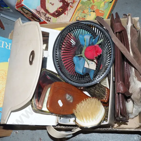 box; hand bags, clothes brushes etc