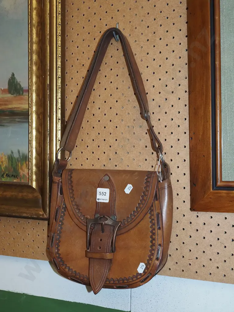 tooled leather hand bag Image 1++