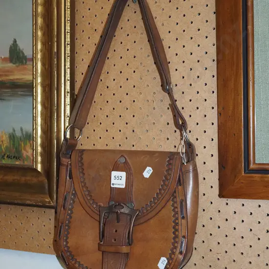 tooled leather hand bag