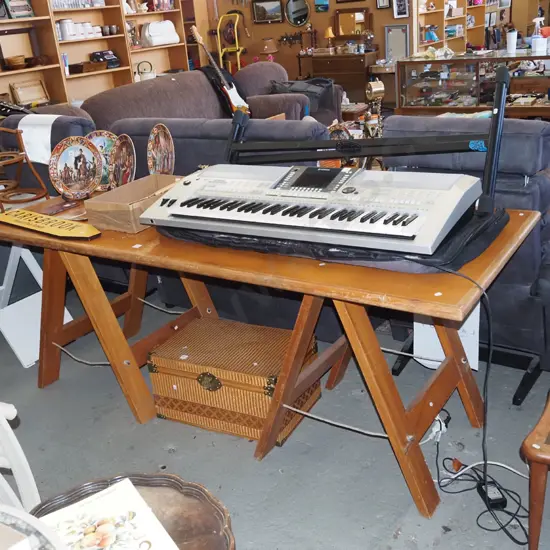 heavy duty mdf trestle table on rimu stands H750 W2000 D760