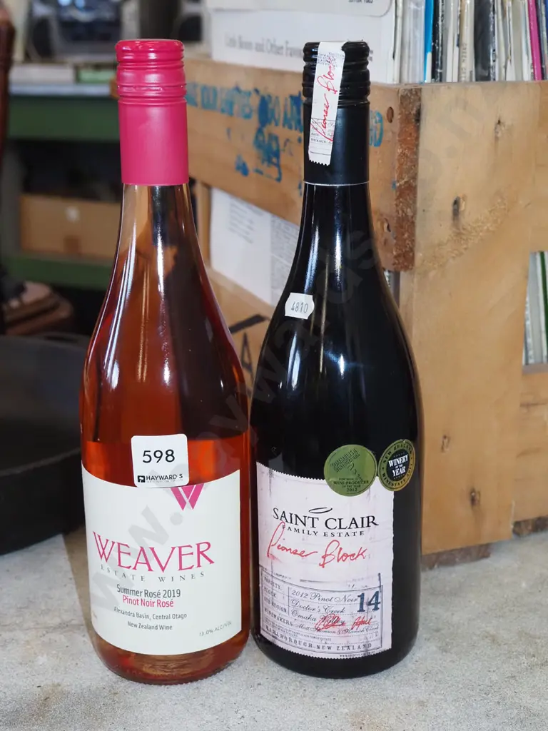 bottle of Weaver pinot noir rose 2019, St Clair Pioneer Block pinot noir  2012 Image 1++