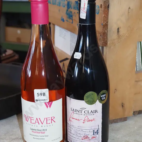 bottle of Weaver pinot noir rose 2019, St Clair Pioneer Block pinot noir  2012