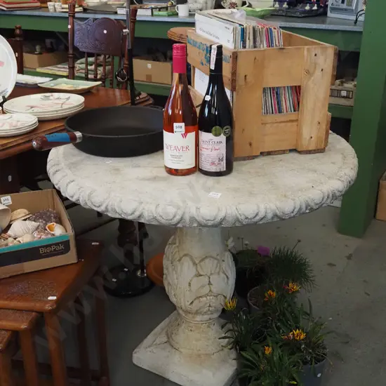 cast concrete patio table with sun umbrella hole H720 Diam840