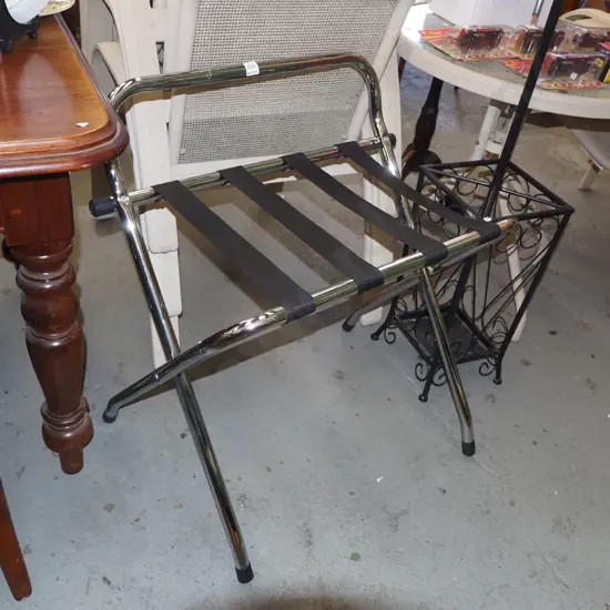 foldaway chrome luggage rack